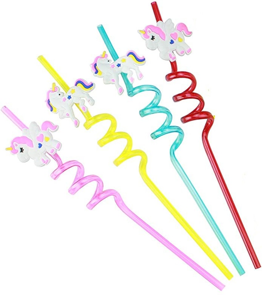  24 Reusable Unicorn Drinking Plastic Straws + 6