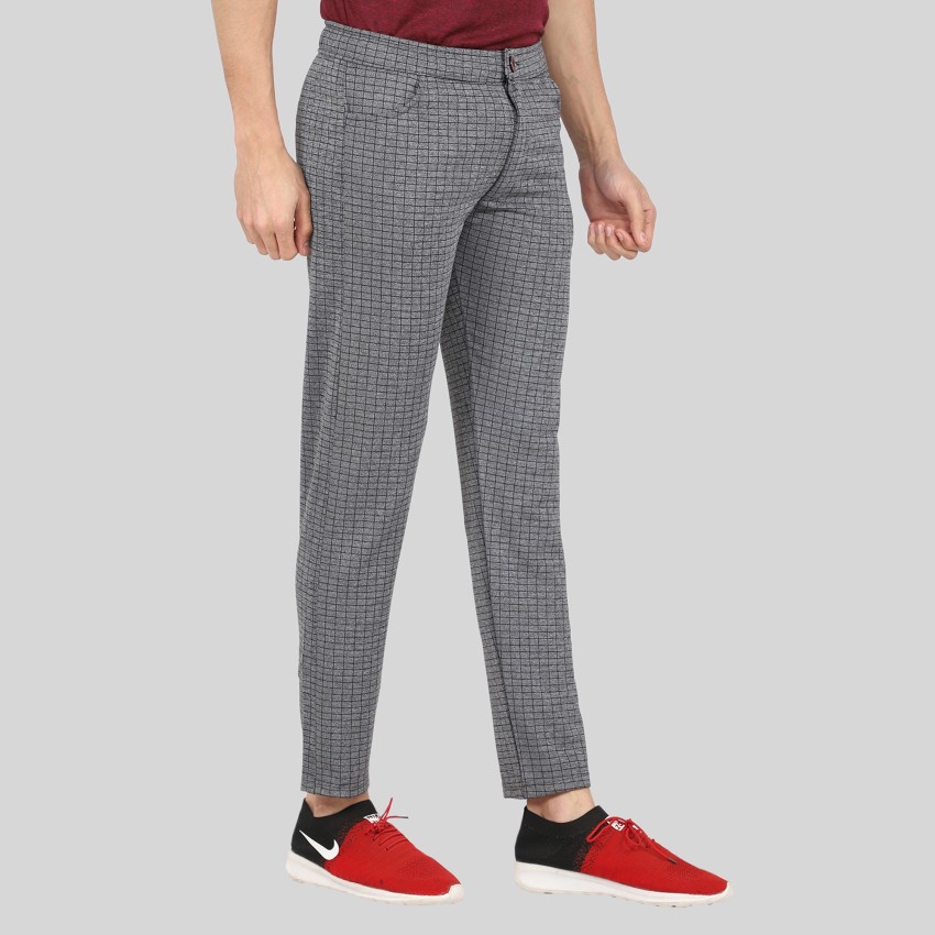 Skinny Cropped Check Trousers  Grey  SAINT JAXON