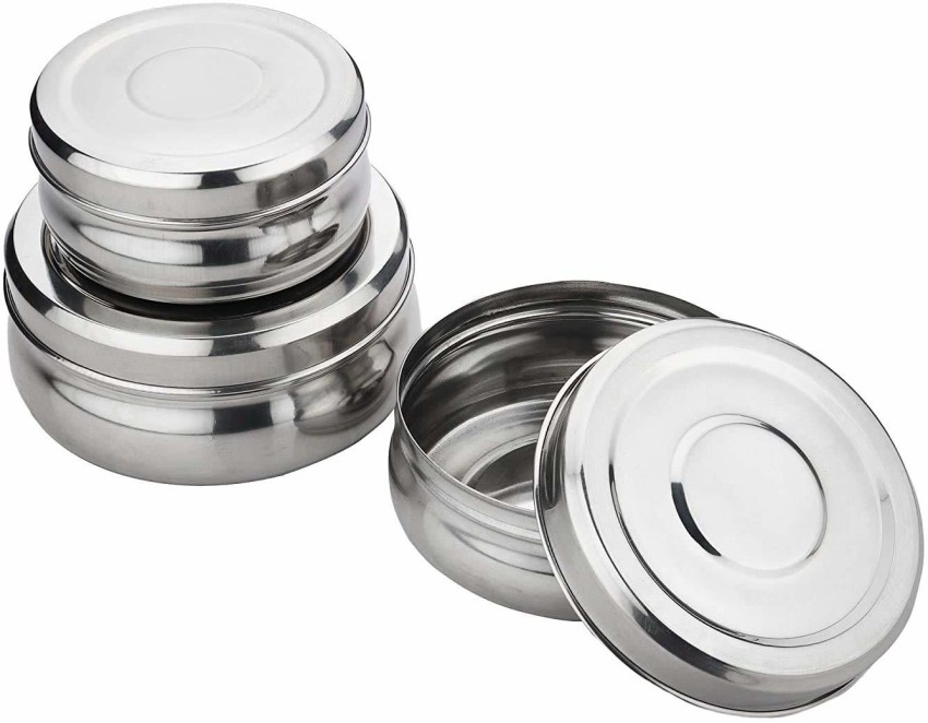 Stainless Steel Dabba-Storage Containers 400ml-500ml-750 ml Set