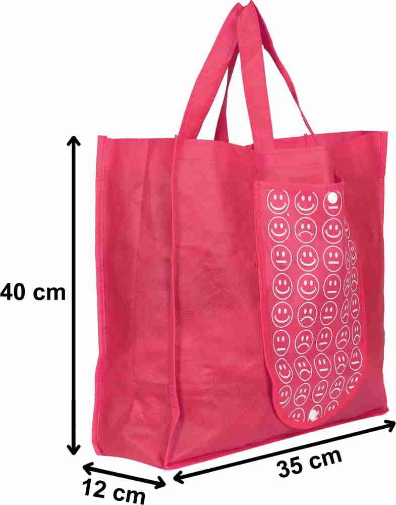 Kuber Industries Canvas Foldable Shopping Bag for Ladies|Travel Tote  Bag|Grocery Bag For Daily Use|Small Size (Maroon & Grey)