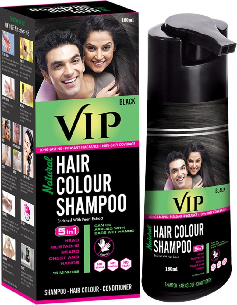 Buy VIP HAIR COLOUR SHAMPOO 180ml Black for Men  Women  Alternate to Hair  Dye  Instant Beard Color Online at Low Prices in India  Amazonin