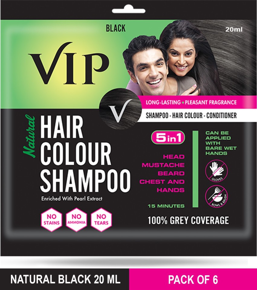 VIP 5 in 1 Hair Color Shampoo Pack of 6  Black  Price in India Buy VIP  5 in 1 Hair Color Shampoo Pack of 6  Black Online In India Reviews  Ratings  Features  Flipkartcom