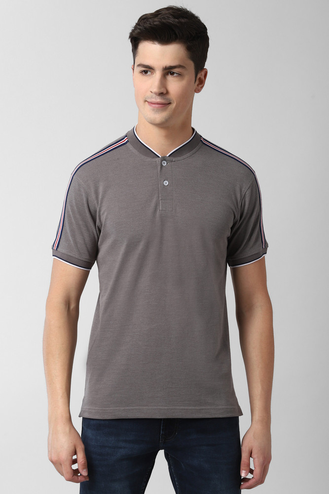 PETER ENGLAND Solid Men Mandarin Collar 