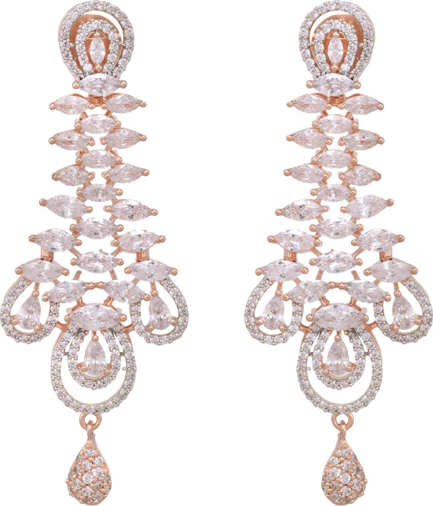 Tizora Earrings  Buy TIZORA Dancing Marquise Diamond Chandelier Earrings  Online  Nykaa Fashion