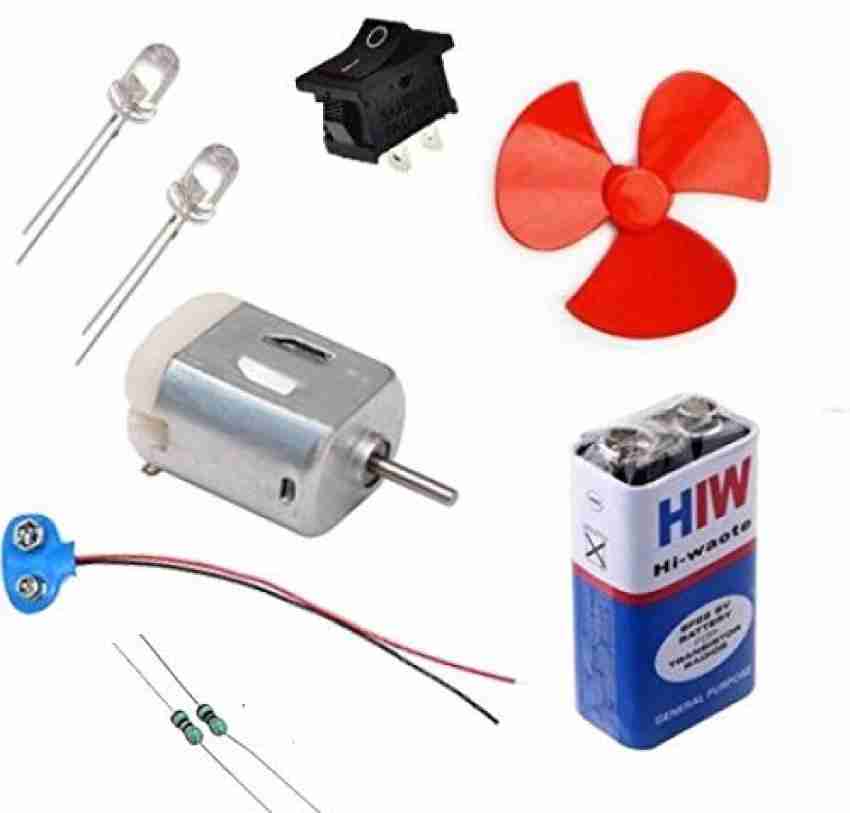 D'Mega Mart Project Kit, (Fan Blade, Dc Motor, 9V Battery, 2 Led, 2 Diode ,  Battery Connector, Switch For Project, Science, Diy Complete Kit With Diode  Educational Electronic Hobby Kit Price In
