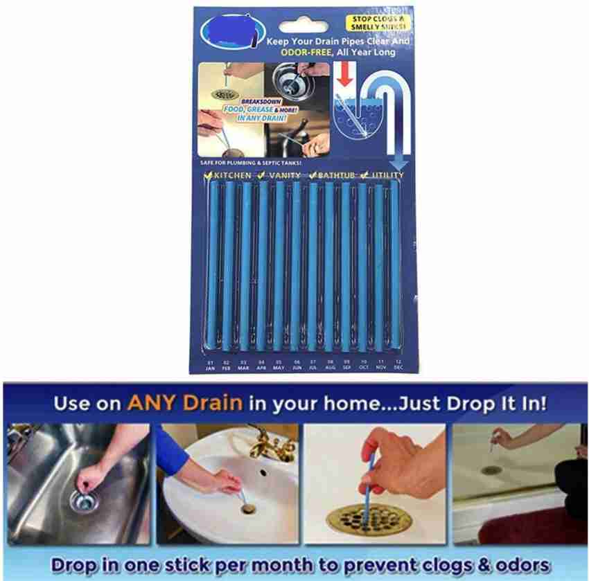 Cleaning Pipe Clog Remover 12Pcs Household Drain Cleaner Sticks For Kitchen  Sink