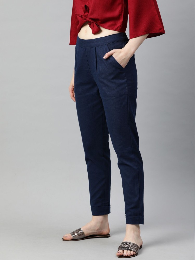 Navy Blue Trousers Pants For Women