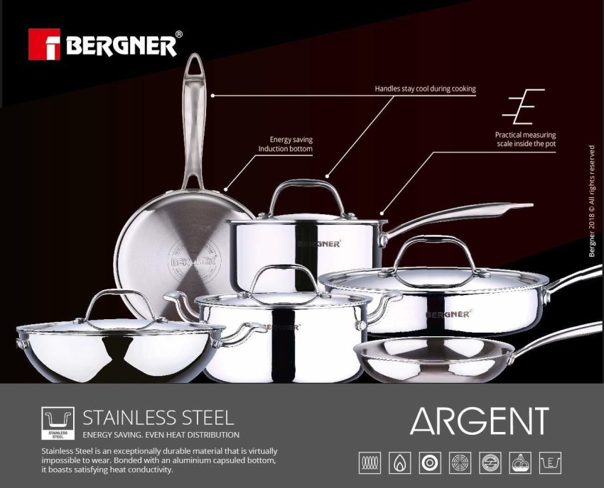 Argent Triply Kadhai with Lid – 28 cm 3.9 Ltr – BergnerHome