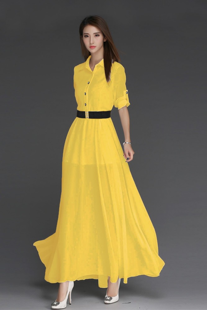 Designer Latest Trendy IndoWestern Bollywood Inspired Yellow Silk Gown
