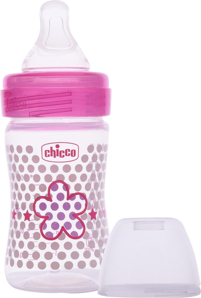 Chicco Blue BPA Free Baby Milk Feeding Bottle with Wide Neck 330ml For  6m+(1 Pc)