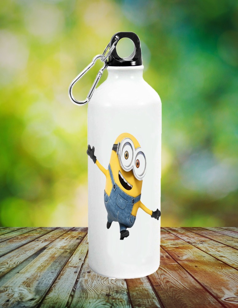 White aluminum bottle with printed design theme The Minions