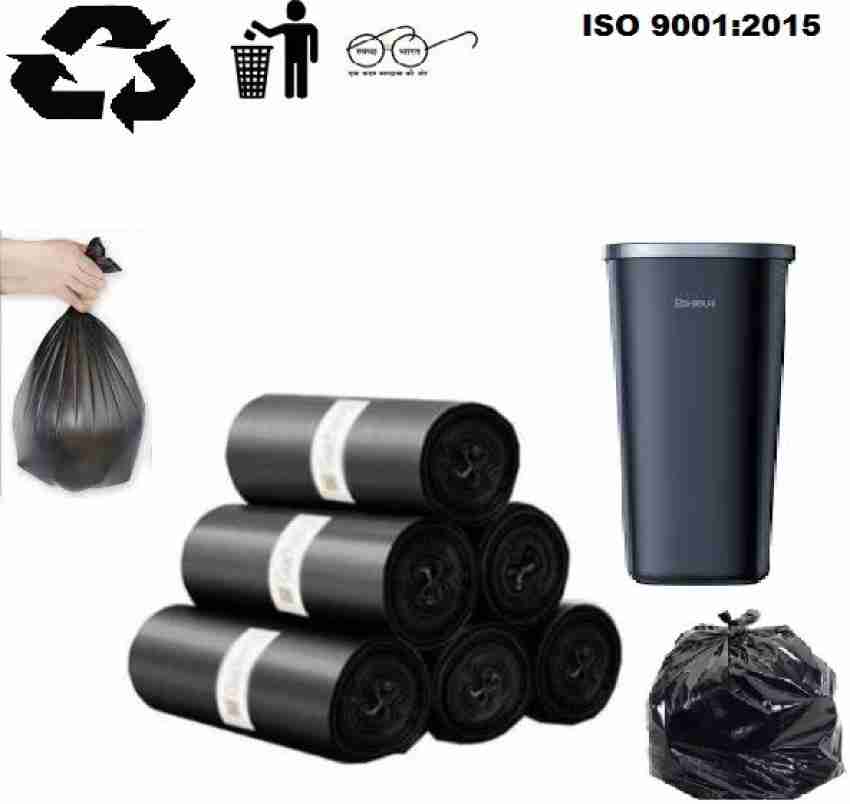 Premium Biodegradable Garbage Bags 17 X 19 Inches (Small Size) 120 Bags (4  Rolls) Dustbin Bag/Trash Bag - Black Color