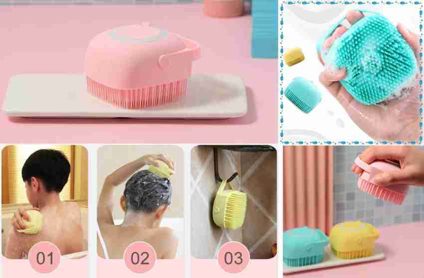 Silicone Shower Brush Silicone Body Brush Shower Scrubber with Added soap  Exfoliating Massage Bath Brush Set of 4 Shower Loofah Brush to Deep Cleaning  Skin 4 Colors