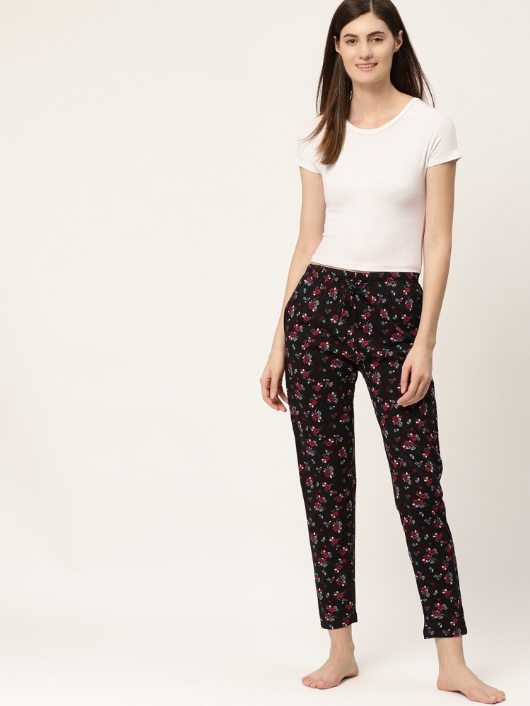 Linen Mix Floral Print Wide Leg Trousers