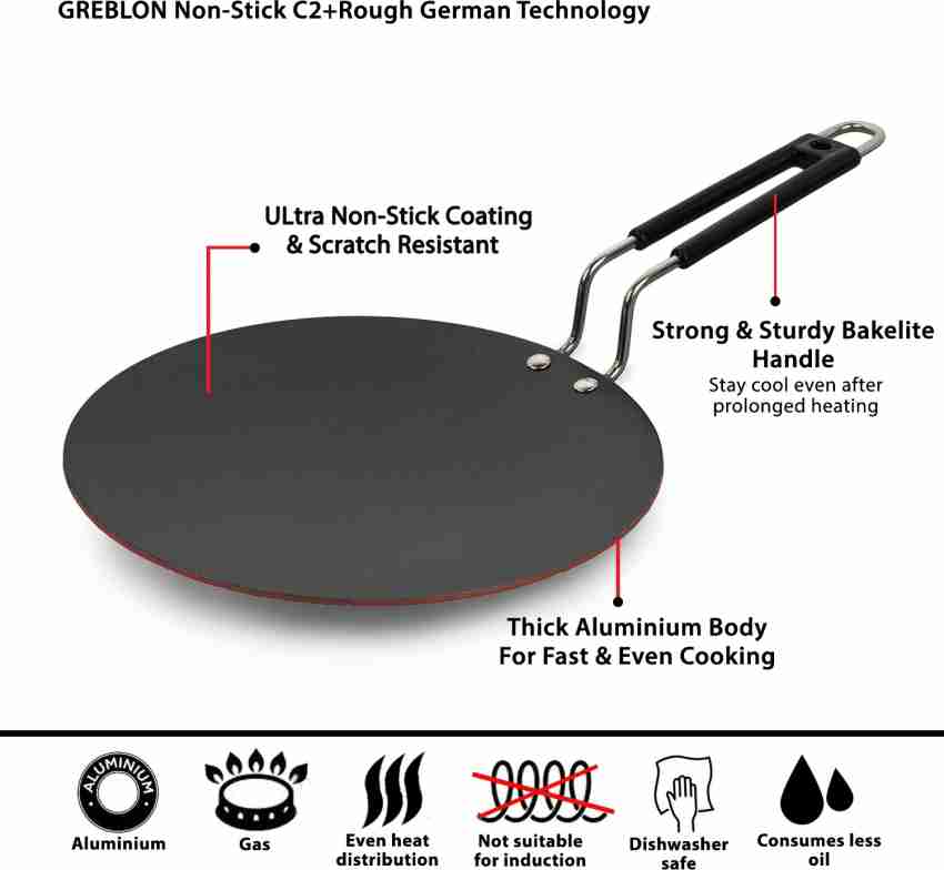 GREBLON Non Stick Dosa Tawa (Gas Stove Compatible Only) - Copper, 25cm