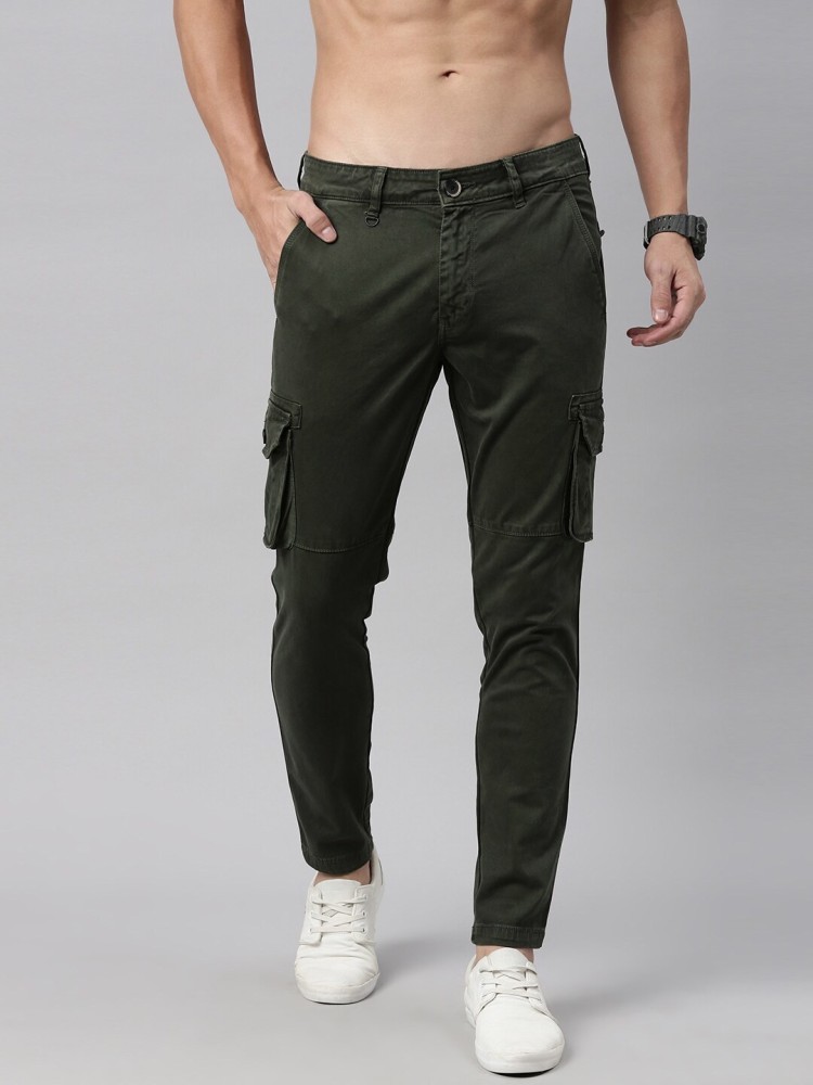 Buy Navy Blue Cotton Regular Fit Solid Cargos Trousers online  Looksgudin