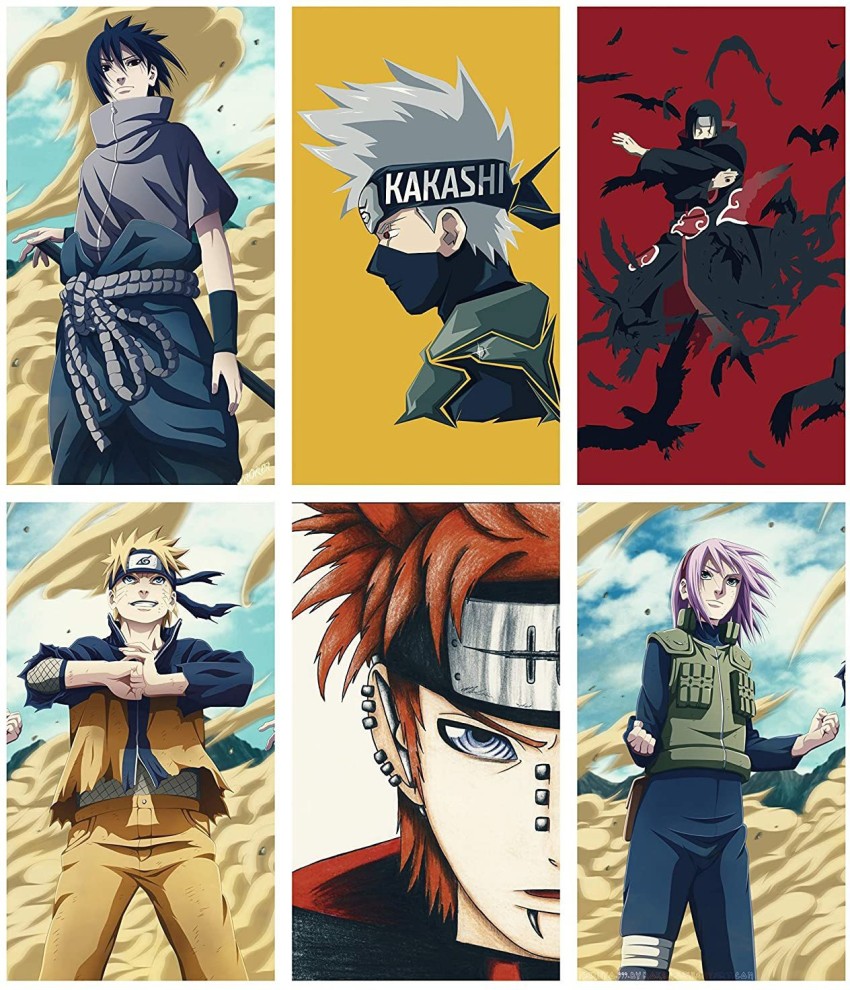 NARUTO ANIME WALL POSTER, PACK OF 18 wall collage kit, ANIME WALL COLLAGE6  * 4 inches, Naruto Uzumaki, Sasuke Uchiha