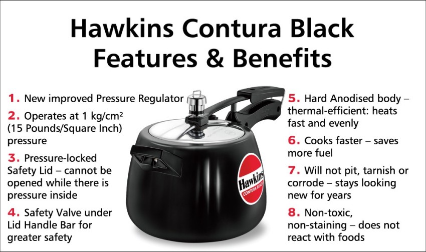 Hawkins Contura Black (CB40) 4 L Pressure Cooker Price in India