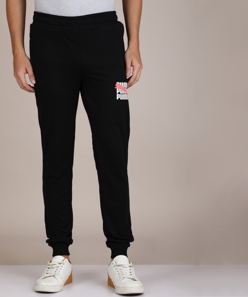 puma solid men's black track pants