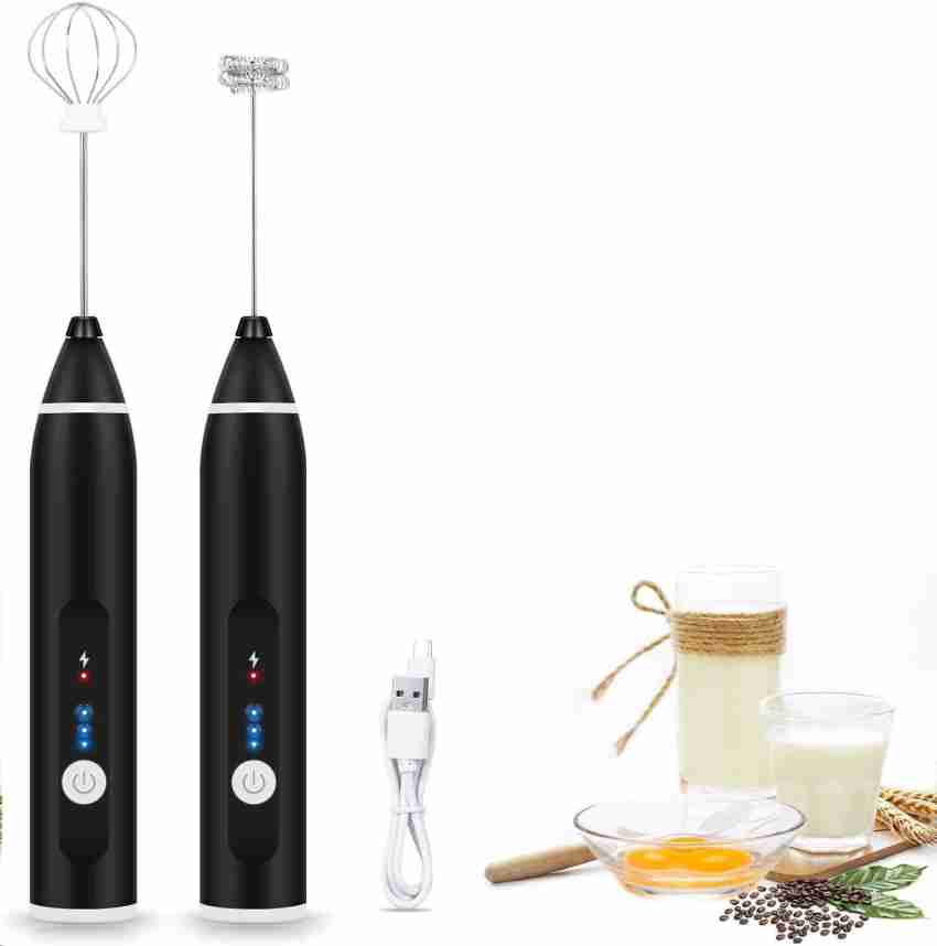 Electric Milk Frother With Double Whisk, Usb Rechargeable Milk Frother, 2  In 1 Handheld Battery Operated Milk Frother For Coffee Hy