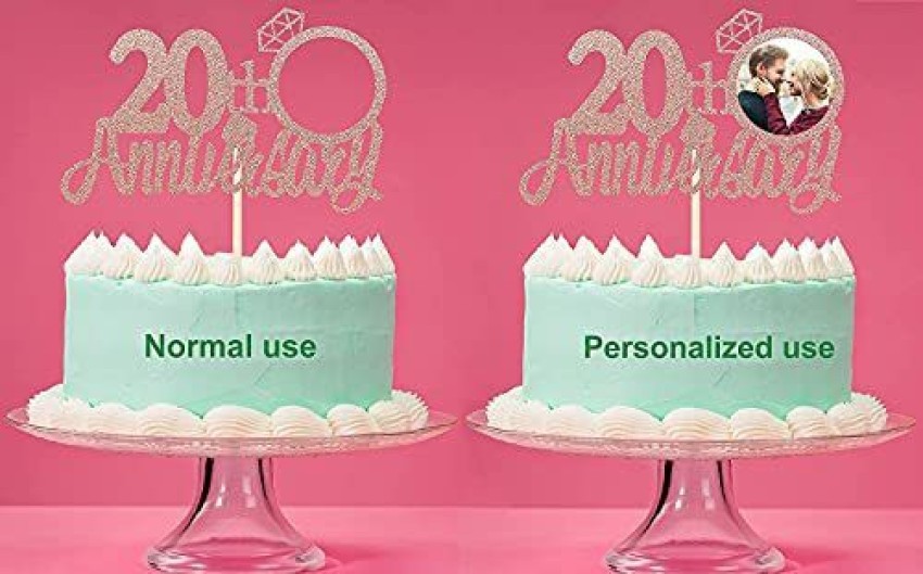 20th Anniversary Cake Topper Gold Glitter, 20 Wedding Anniversary Party  Decoration Ideas, Sturdy Doubled Sided Glitter, Acrylic Stick. Made in USA ( 20th Gold) - Walmart.com