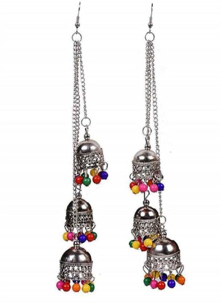 D9 Creation Silver Kashmiri Jhumka Earrings