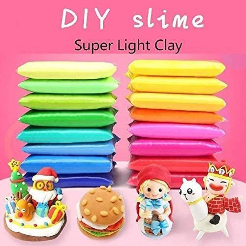 Shopex DIY Colourful Non-Toxic Modeling Clay Air Dry  Bouncing Clay with Tools (2 Set 24 Pcs) - Clay Art & Modeling