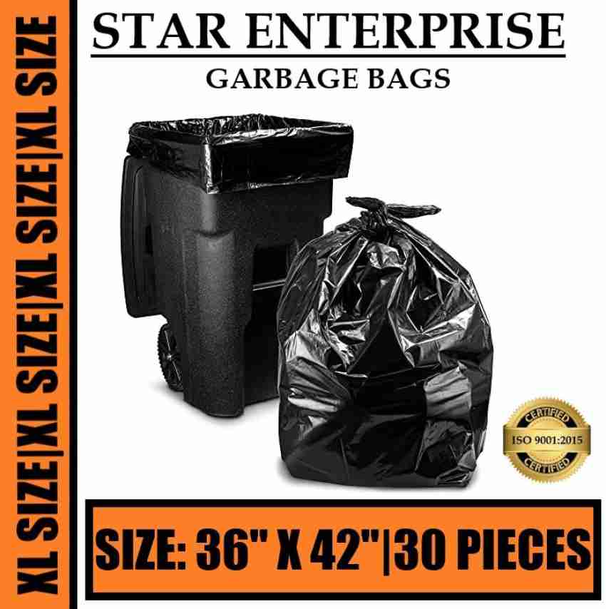 Star Enterprise XL Size 51 Micron Biodegradable Black Garbage Bag - 36 X 42  Inches (Pack of 30 Pieces) 70 L Garbage Bag for Commercial Use  Societies/Offices/Hospitals XL 70 L Garbage Bag
