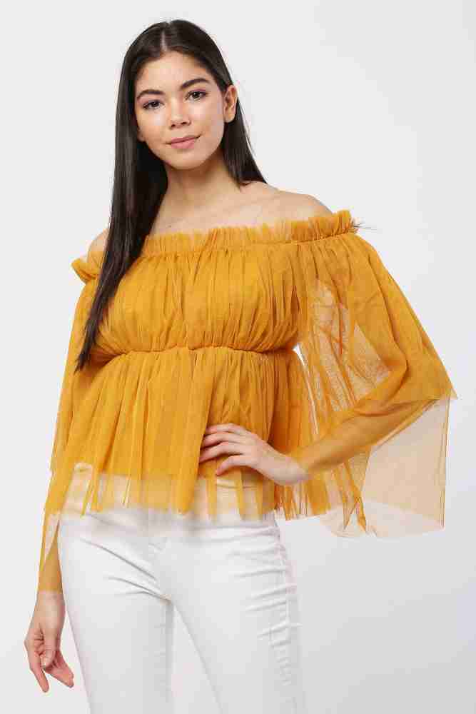 Buy Girls Yellow Embellished Casual Top Online - 456147