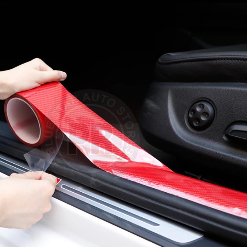Toyota Vios Car Door Sill Strip Anti Scratch Side Door Step Trunk Carbon  Fiber Protector Sticker