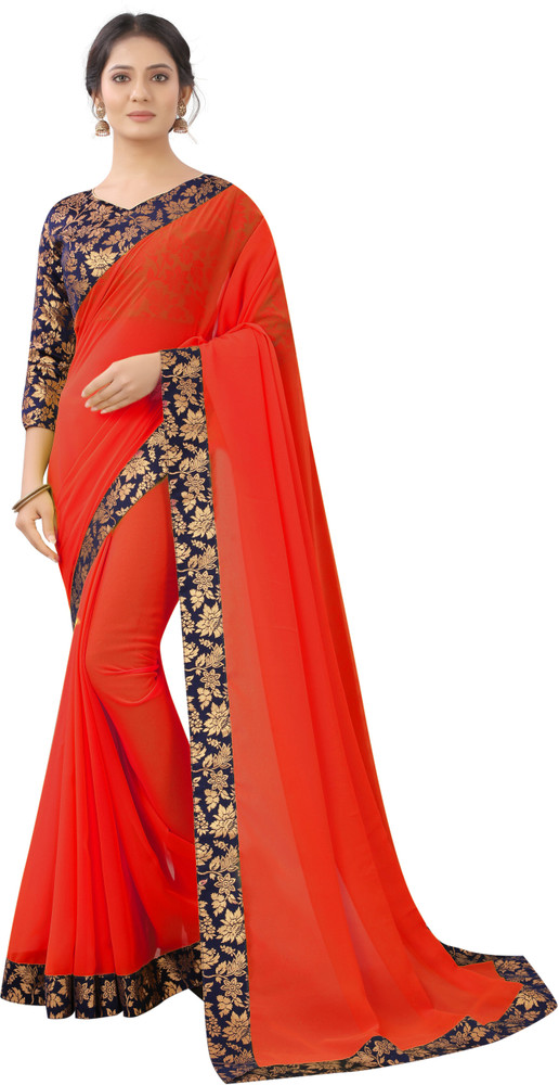 Buy ANUSRAVA Plain Bollywood Georgette 