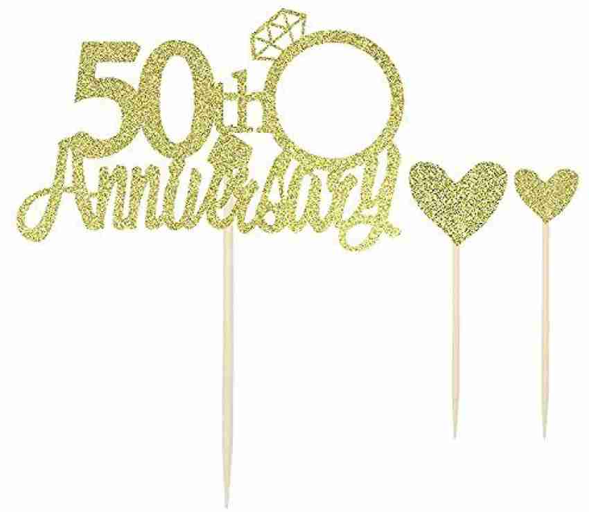 50 Gold Rhinestone Cake Topper - Fifty 50th Birthday Anniversary Decoration