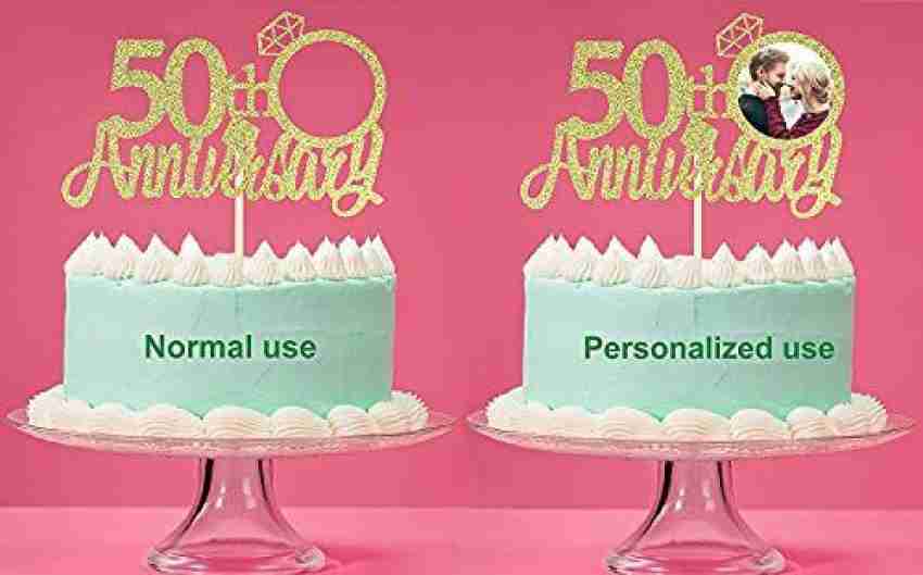 50 Gold Rhinestone Cake Topper - Fifty 50th Birthday Anniversary Decoration