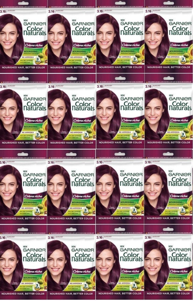 GARNIER Color Naturals Creme Riche Nourishing Hair Color (Pack of 16) , Burgundy   - Price in India, Buy GARNIER Color Naturals Creme Riche Nourishing Hair  Color (Pack of 16) , Burgundy