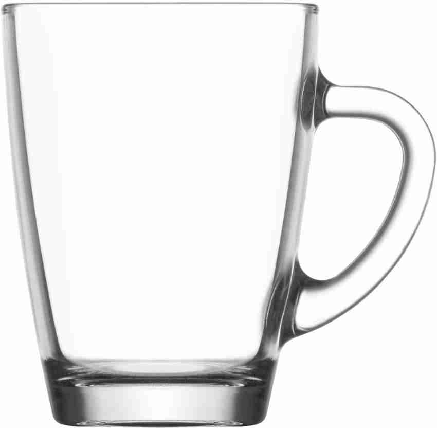 PAWNAM Pack of 6 Glass Crystal Clear Toughened Glass Coffee Mug