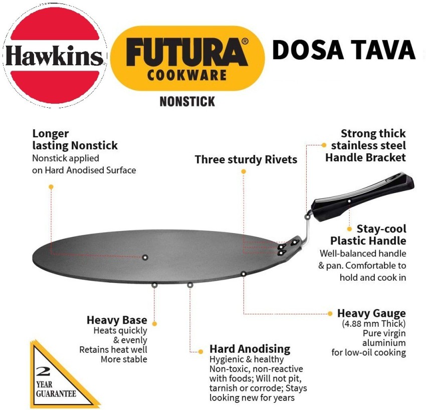  Hawkins/Futura Nonstick Tava/Griddle, 0, Gray: Tawa