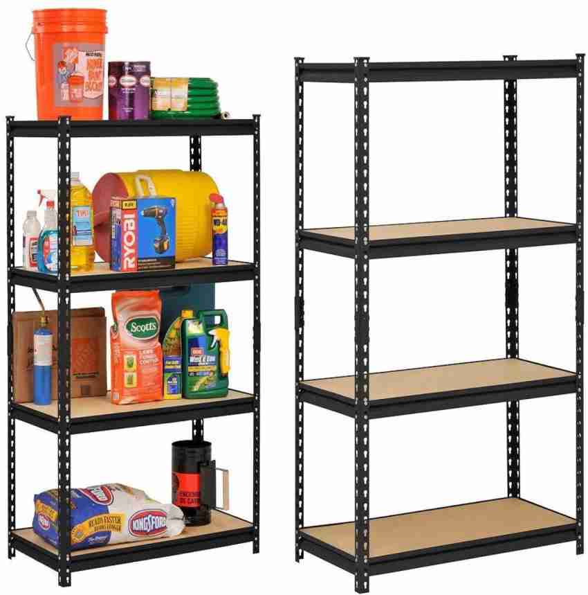 King's Rack 5-Tier Metal Boltless Storage Shelving in White/Wooden