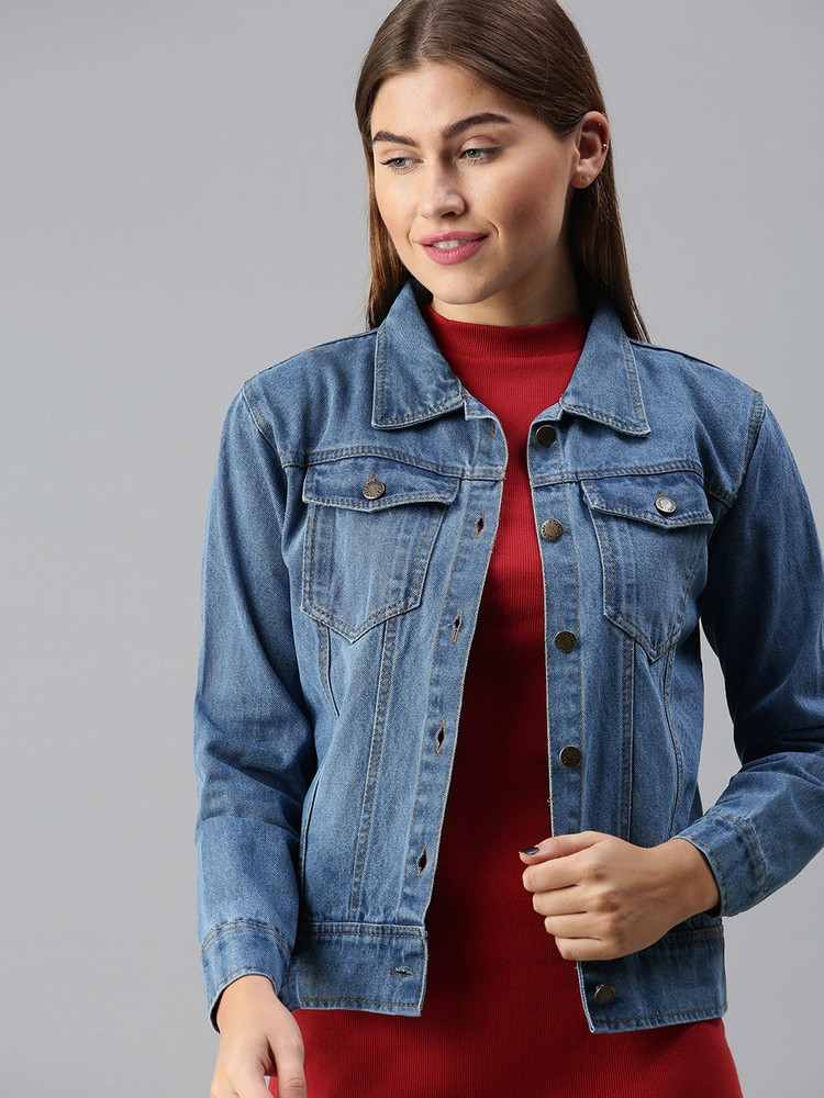 Sleeve Washed Women Denim Jacket 