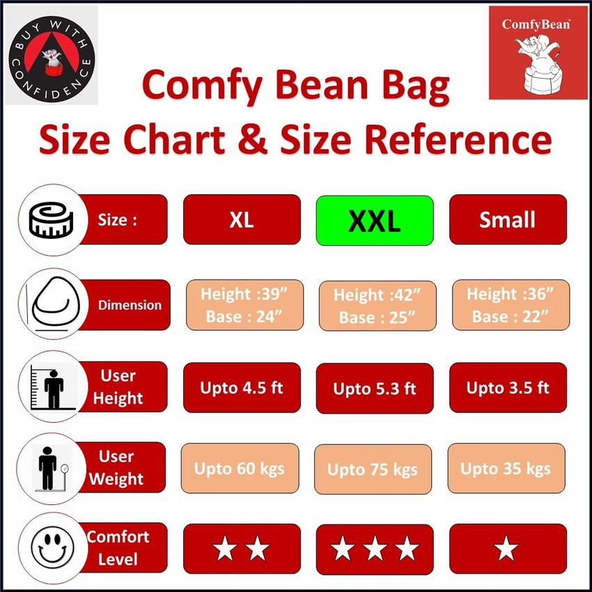 Aggregate 145+ bean bag xl size dimensions latest 3tdesign.edu.vn