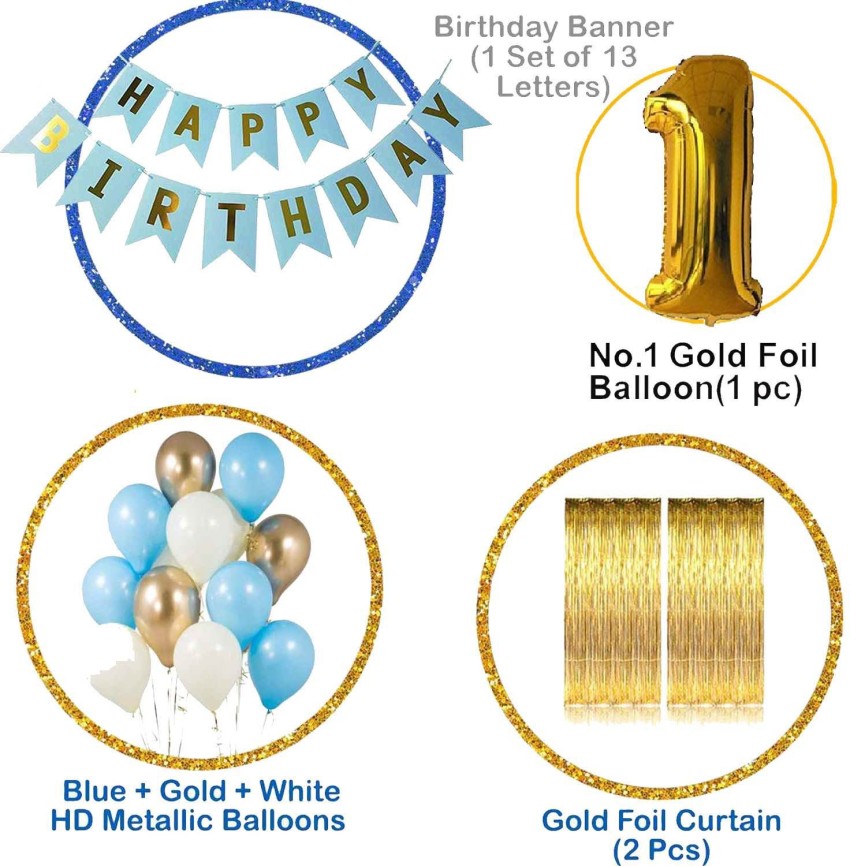 41pcs/set Gold Birthday Party Decorations,Happy Birthday Banner,Gold White  Birthday Decorations Supplies Balloons