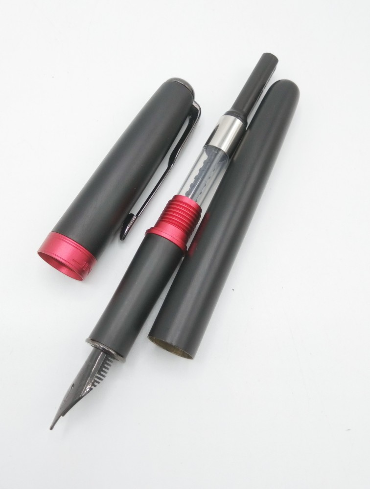 Jinhao #601 Deluxe Black Fountain Pen UK! FINE Nib Chrome Trim 