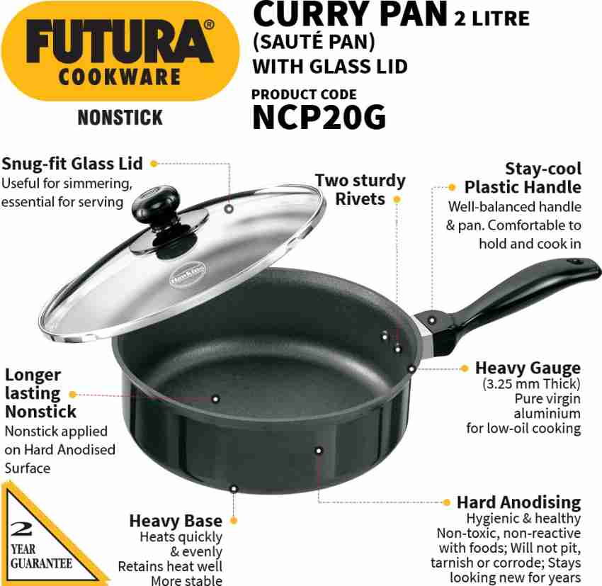 Buy Hawkins Futura Non-stick Sauce Pan 20 cm Diameter with Lid 3 L (NS30G)  Online at Best Price