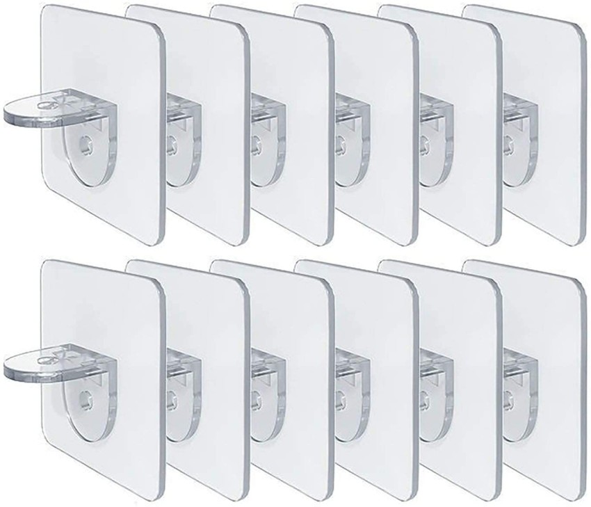 Punch Free Shelf Support Partition Brackets Adhesive Shelves Clips for  Cabinet 