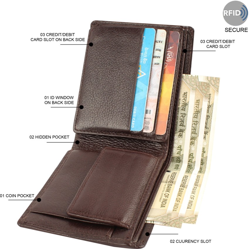 Classic Men’s Wallet with I.D and Coin Pocket and RFID in Genuine Leather Blocking Technology Black/Nappa / Genuine Leather