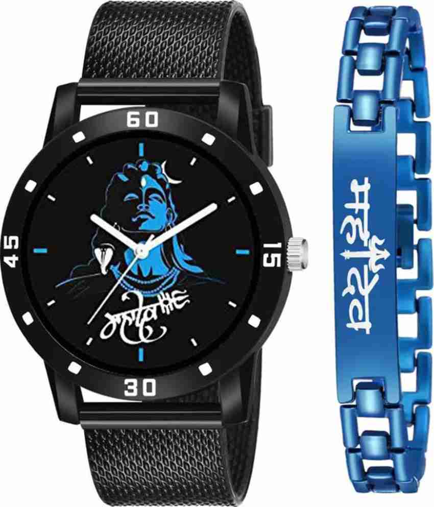 THE STATUS Shiva Style Mahadev Blue printed dial watch and Mahadev ...