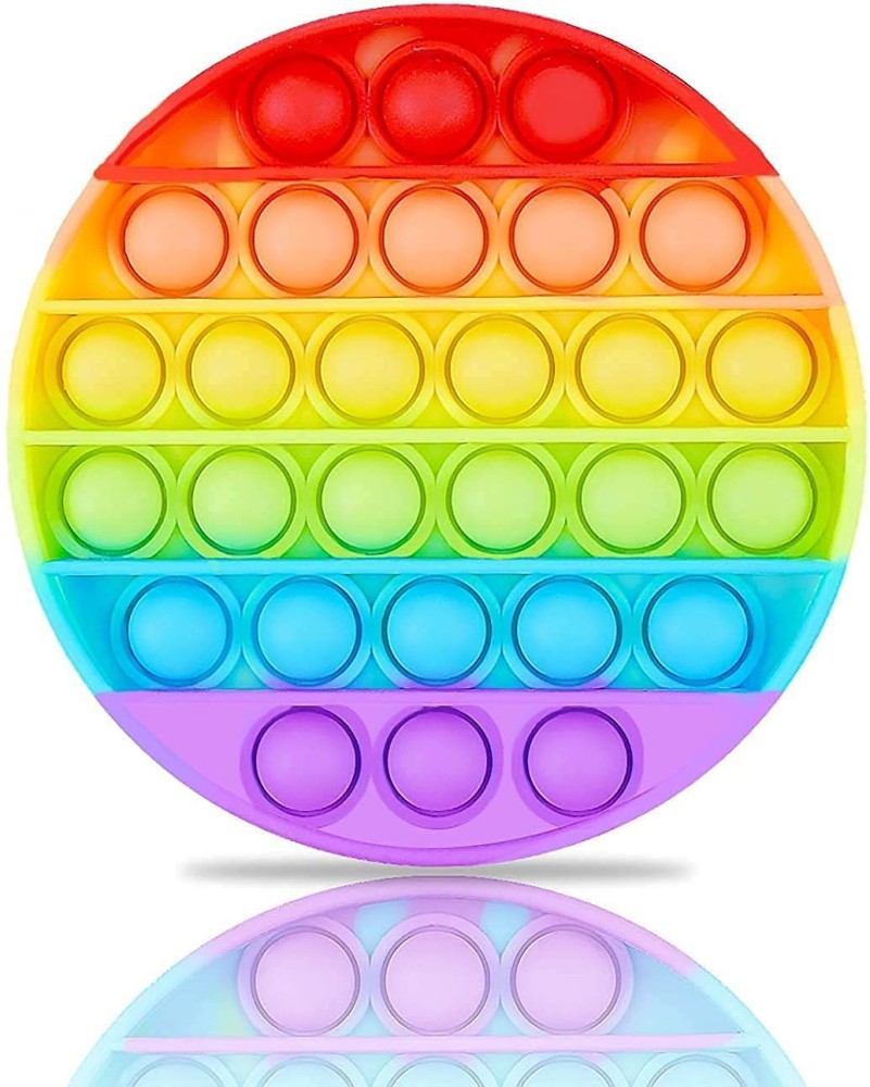 Rainbow Round Push Bubble Stress relief Pop it Fidget Toy 