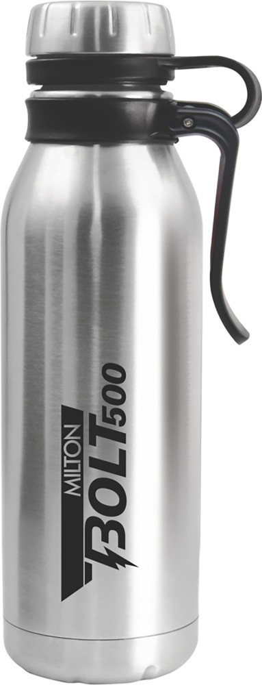 Milton Plain Lid 500 Thermosteel 24 Hours Hot and Cold Water Bottle, 1  Piece, 500 ml, Silver | Leak Proof | Office Bottle | Gym Bottle | Home 