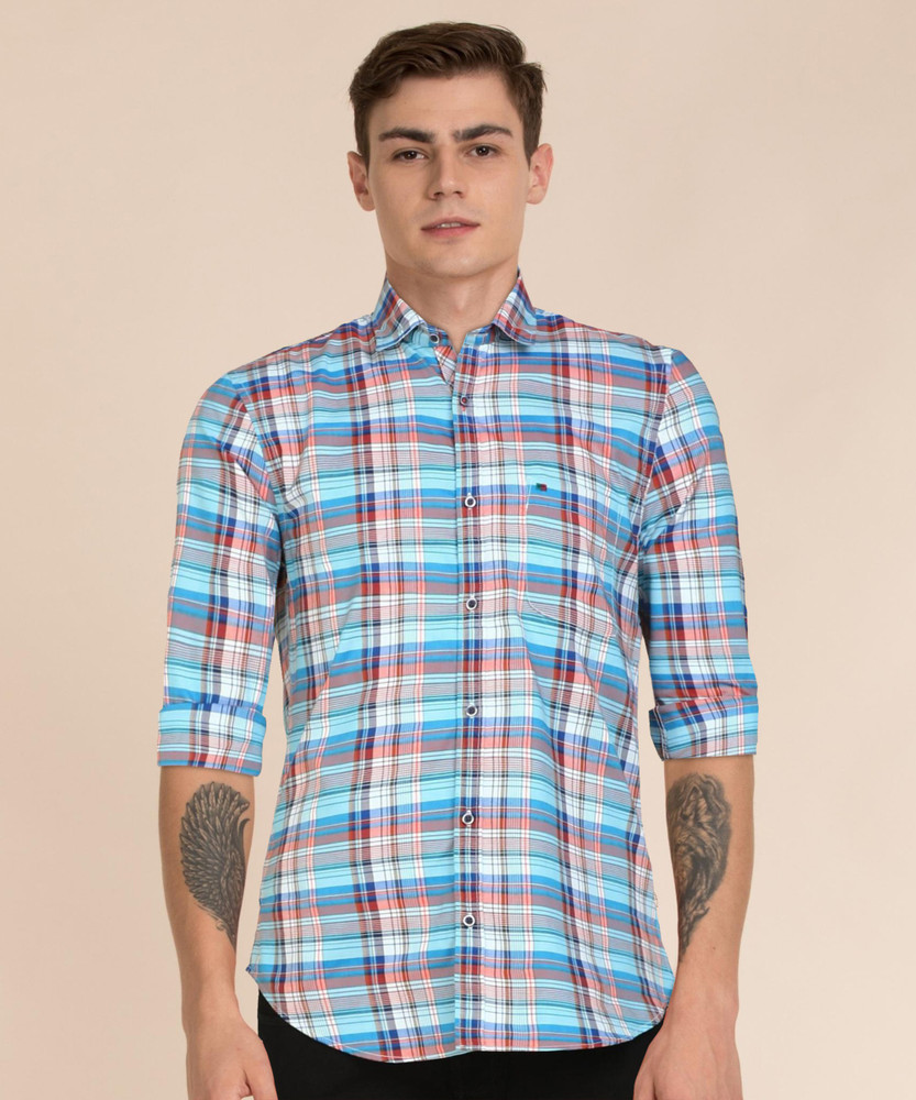 PETER ENGLAND Men Checkered Casual Blue Shirt - Buy PETER ENGLAND ...