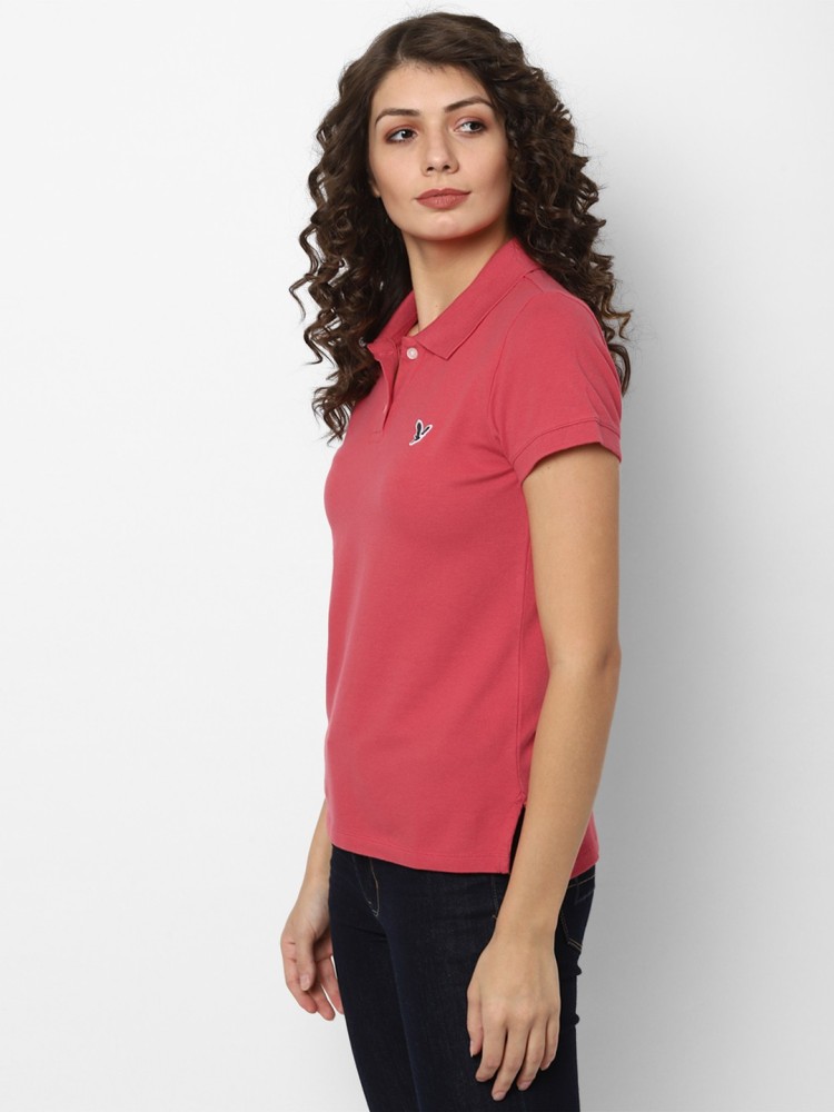 American Eagle Outfitters Solid Women Polo Neck Red T Shirt Buy