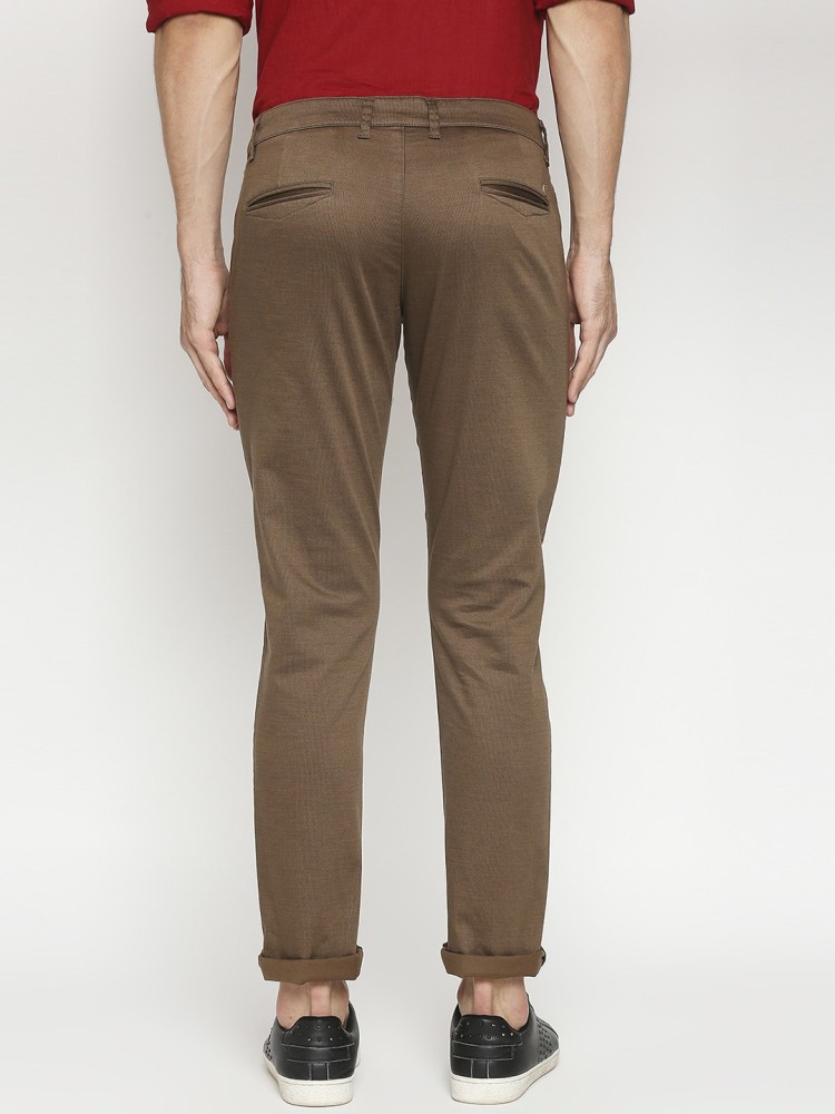 Buy Allen Solly Brown Cotton Slim Fit Trousers for Mens Online  Tata CLiQ